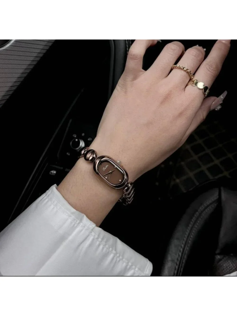 Petite Dainty Beaded Bracelet Watch - Oval Analog Quartz Timepiece for Women